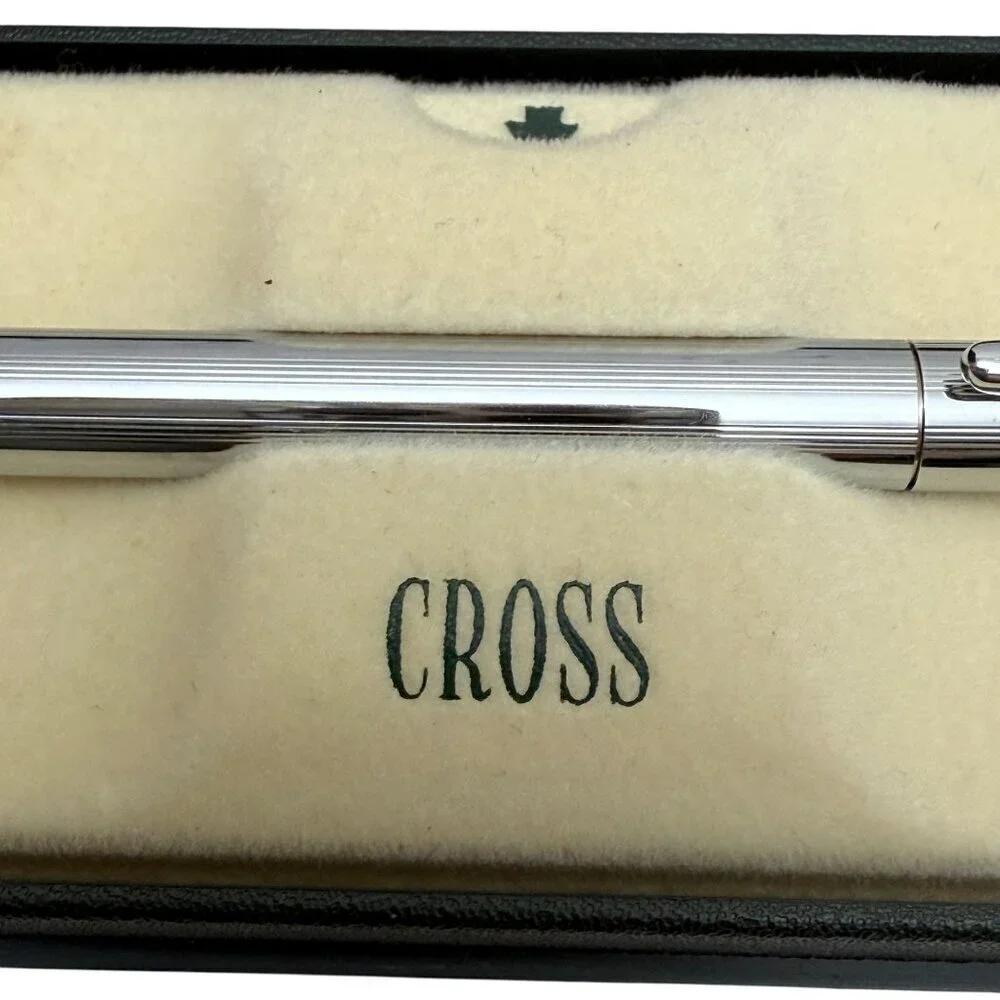 CROSS Classic Century Ballpoint Pen Chrome Lustre 3502 Green Boxed Silvertone